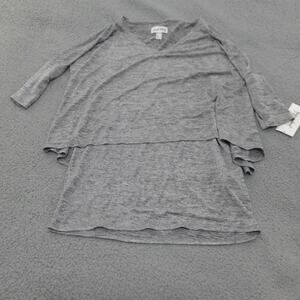 Joseph Ribkoff Blouse Womens 10 Tunic Top Shimmer Silver Dolman Sleeve Layered